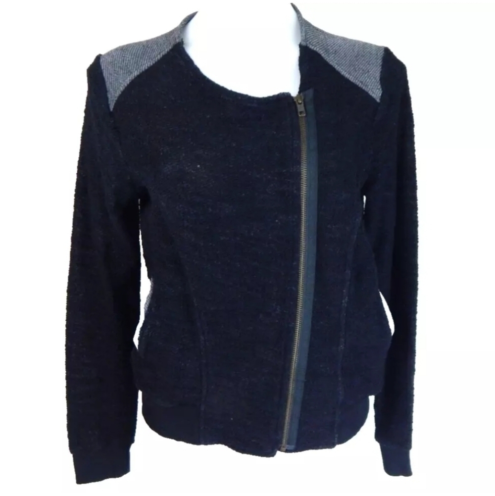 Nation LTD Black Textured Knit Zip Jacket